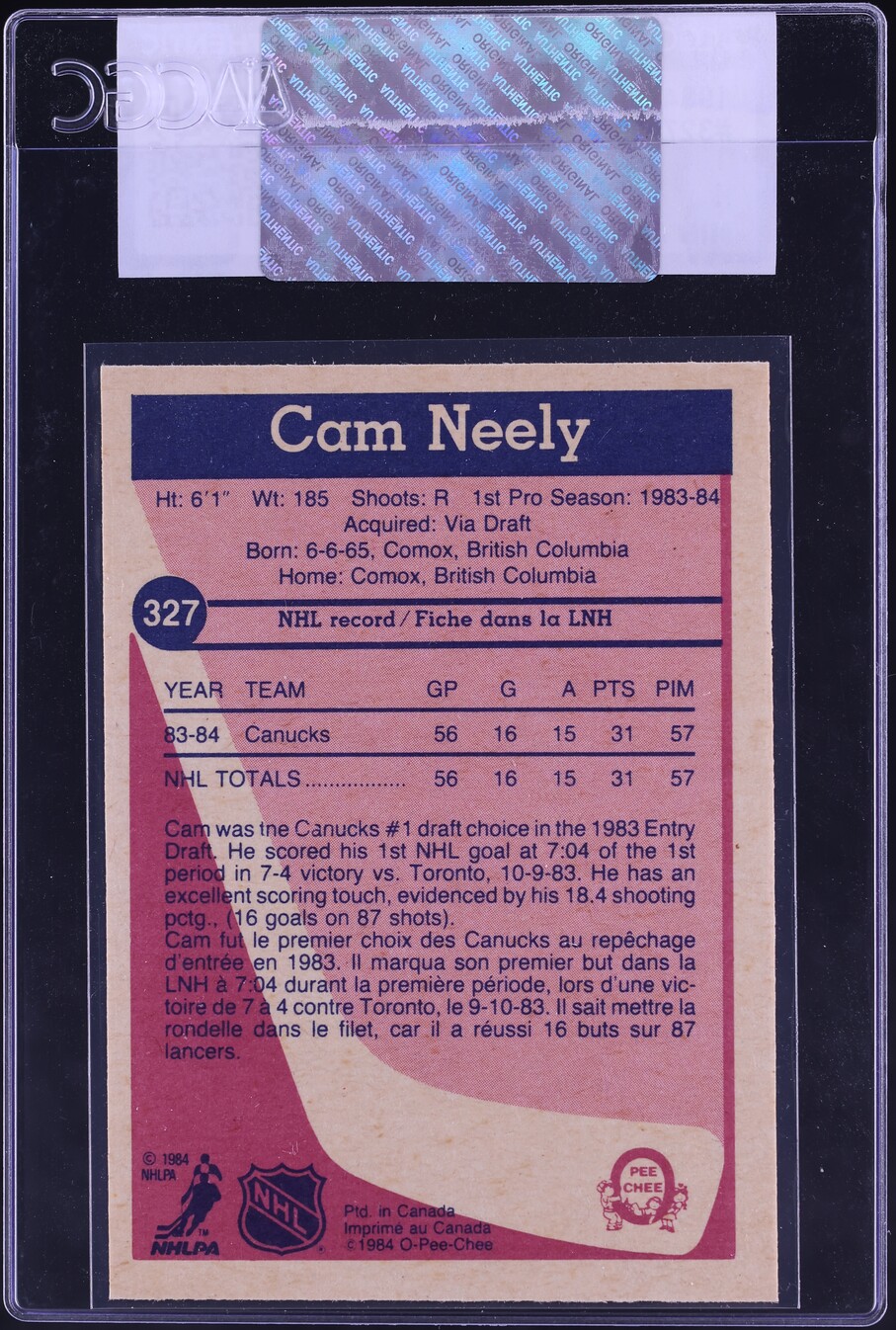 1984 O-Pee-Chee Hockey Cam Neely ROOKIE #327 CGC AUTH