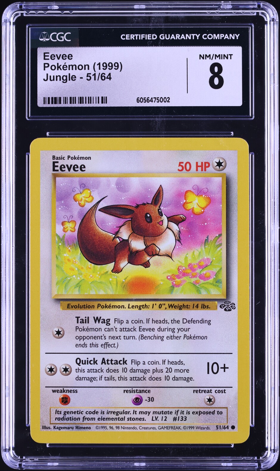 1999 Pokemon Jungle Eevee #51 CGC 8 NM-MT