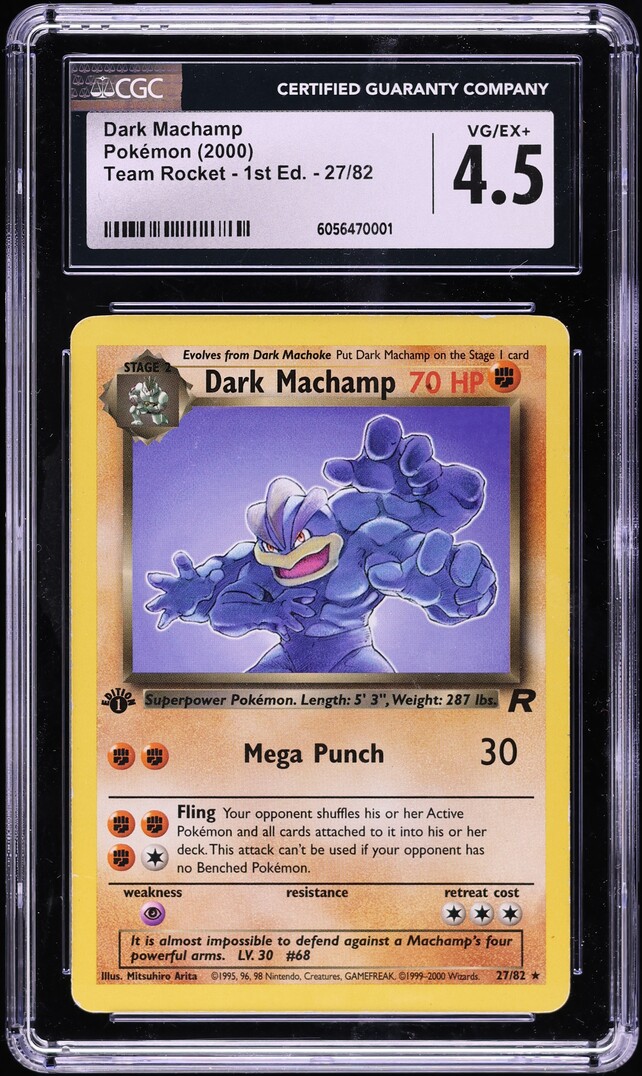 2000 Pokemon Team Rocket 1st Edition Dark Machamp #27 CGC 4.5 VGEX+