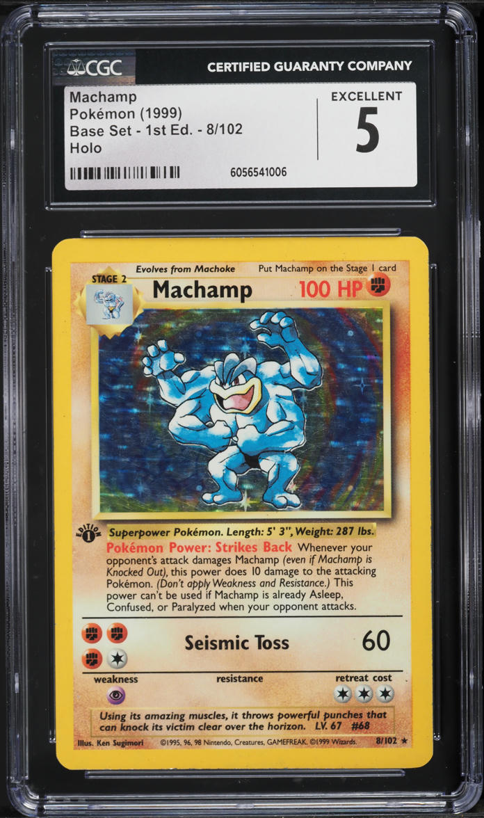 1999 Pokemon Base Set 1st Edition Holo Machamp #8 CGC 5 EX