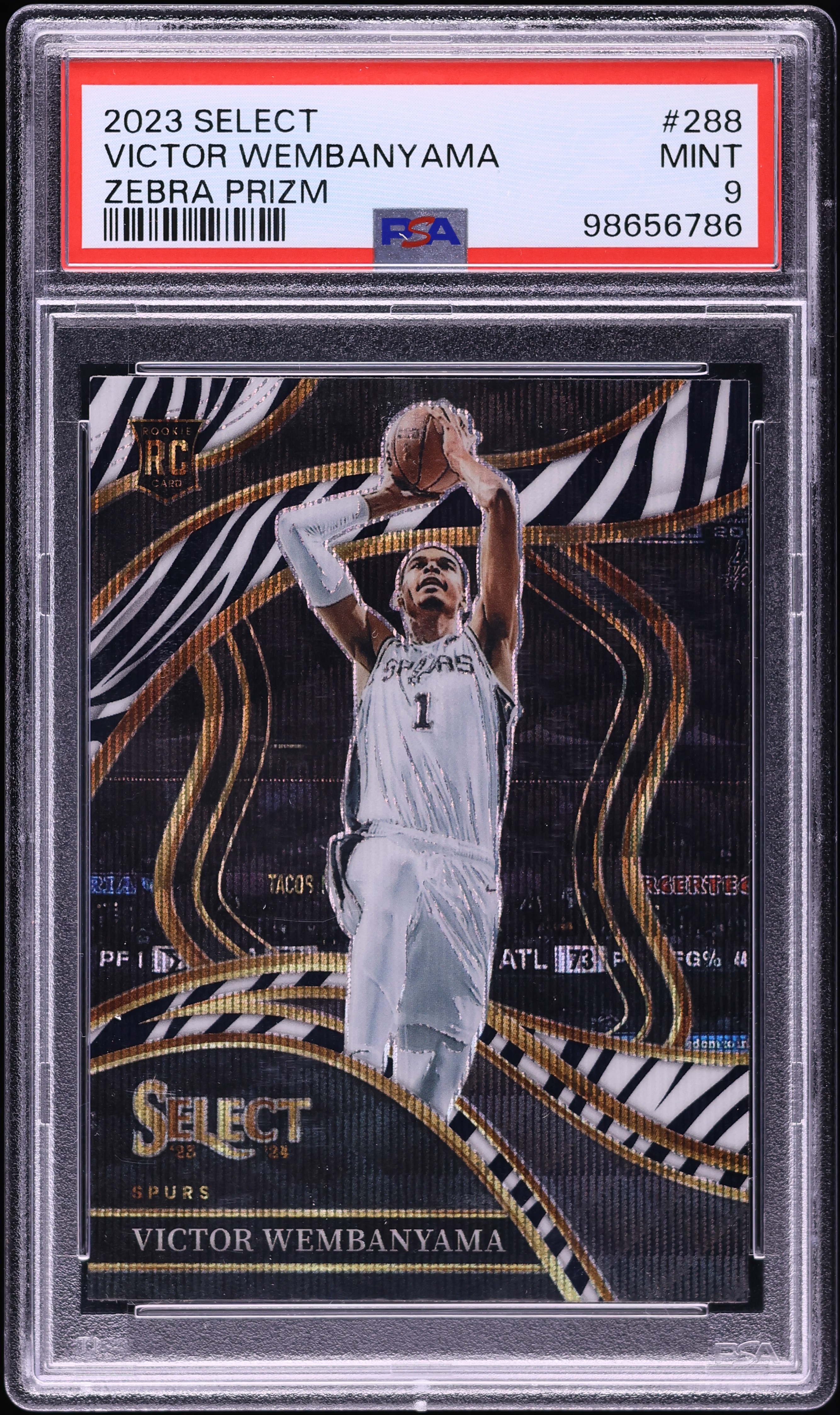 2023 Select Courtside Zebra Prizm Victor Wembanyama ROOKIE #288