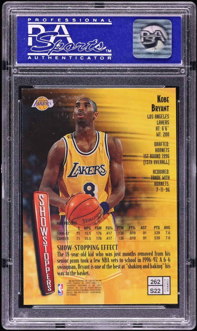 1997 Finest Refractor Kobe Bryant #262 PSA 10 GEM MINT