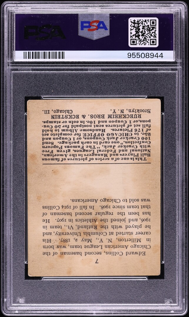 1915 Cracker Jack Eddie Collins #7 PSA 2 GD