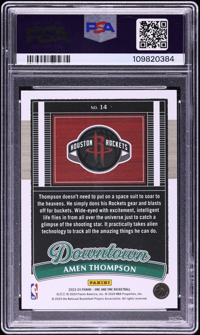 2023 Panini One And One Downtown Amen Thompson ROOKIE #14 PSA 10 GEM MINT