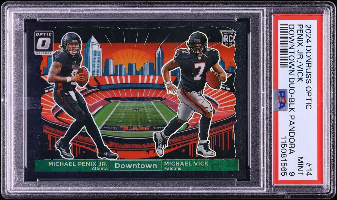 2024 Donruss Optic Downtown Duos Black Pandora Vick Penix Jr. RC /25 #14 PSA 9