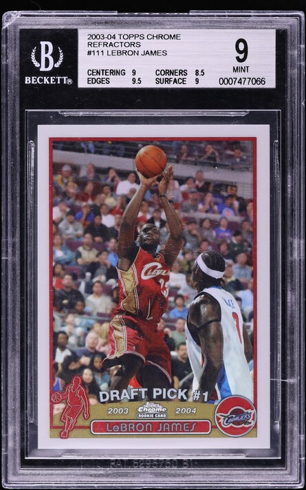 2003 Topps Chrome Refractor LeBron James ROOKIE #111 BGS 9 MINT on