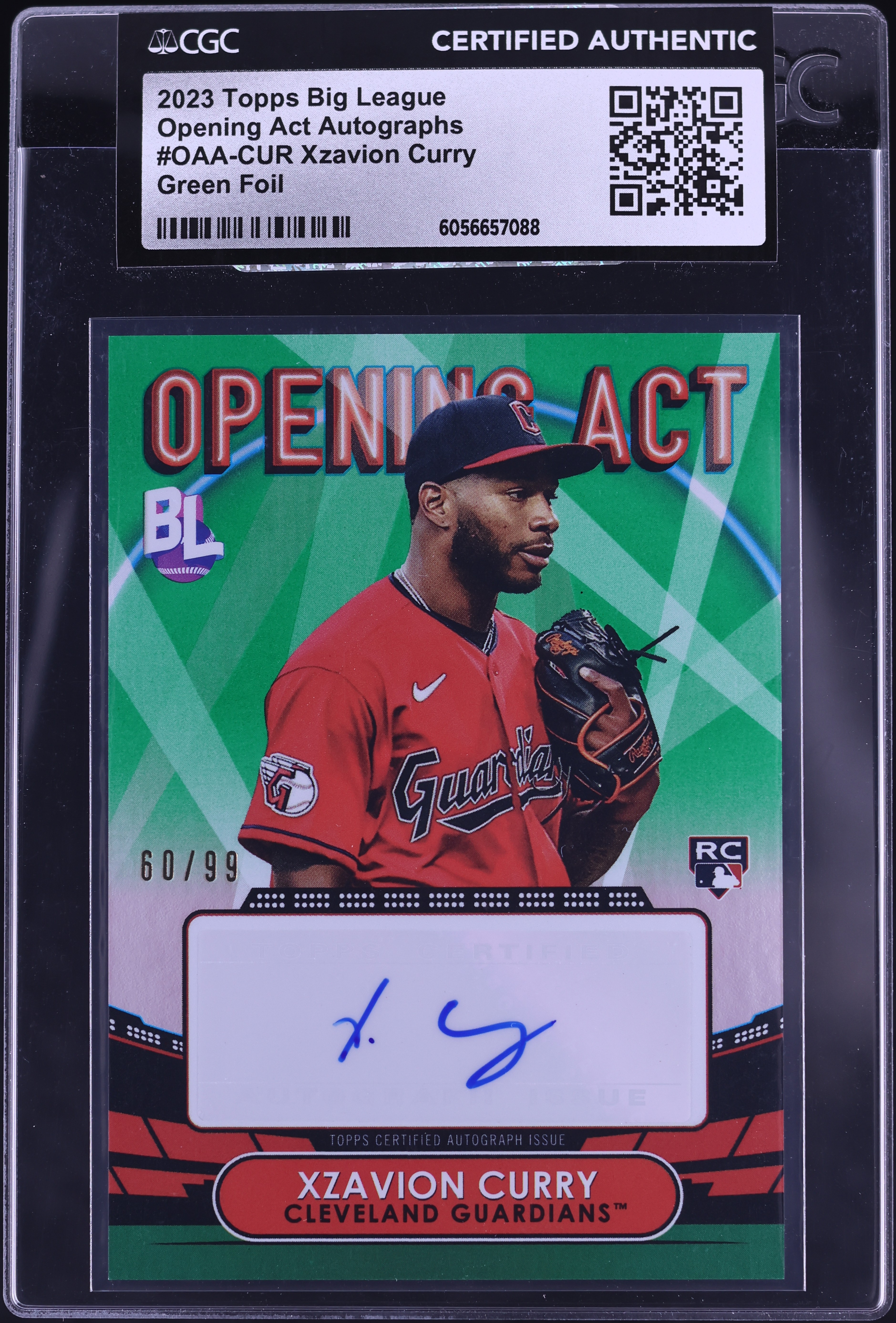 2023 Topps Big League Opening Act Green Foil Xzavion Curry ROOKIE