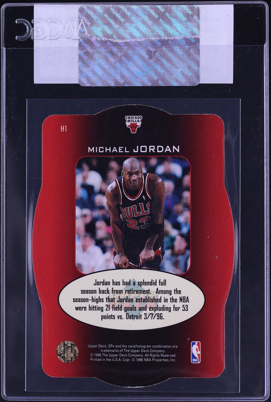 1996 SPx Holoview Heroes Michael Jordan #H1 CGC AUTH