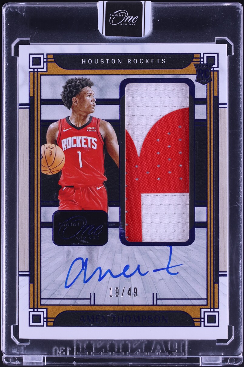 2023 Panini One And One Jumbo Blue Amen Thompson ROOKIE PATCH AUTO /49 #RJJ-AMT