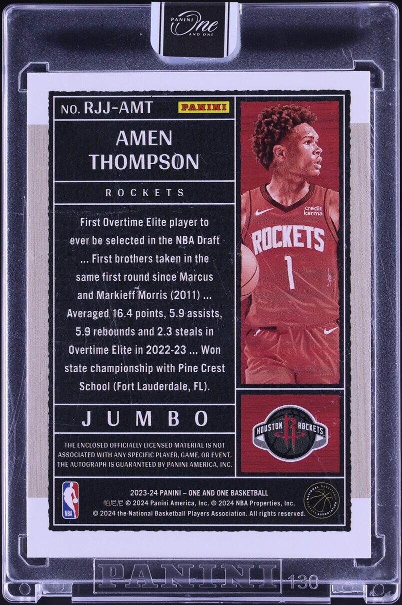 2023 Panini One And One Jumbo Blue Amen Thompson ROOKIE PATCH AUTO /49 #RJJ-AMT