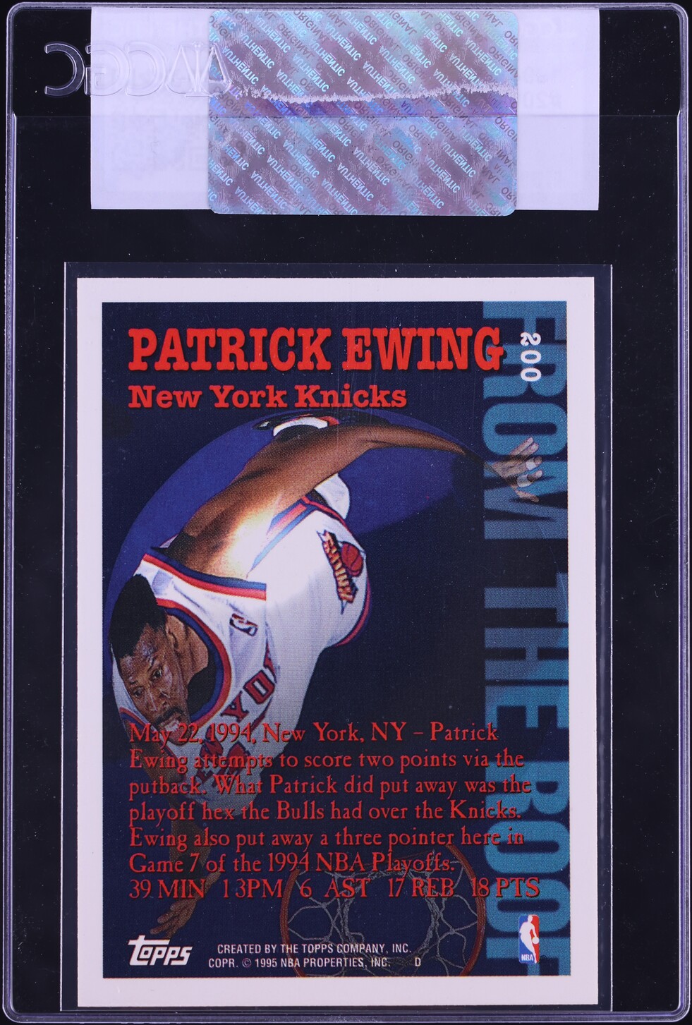 1994 Topps Basketball Patrick Ewing #200 CGC AUTH