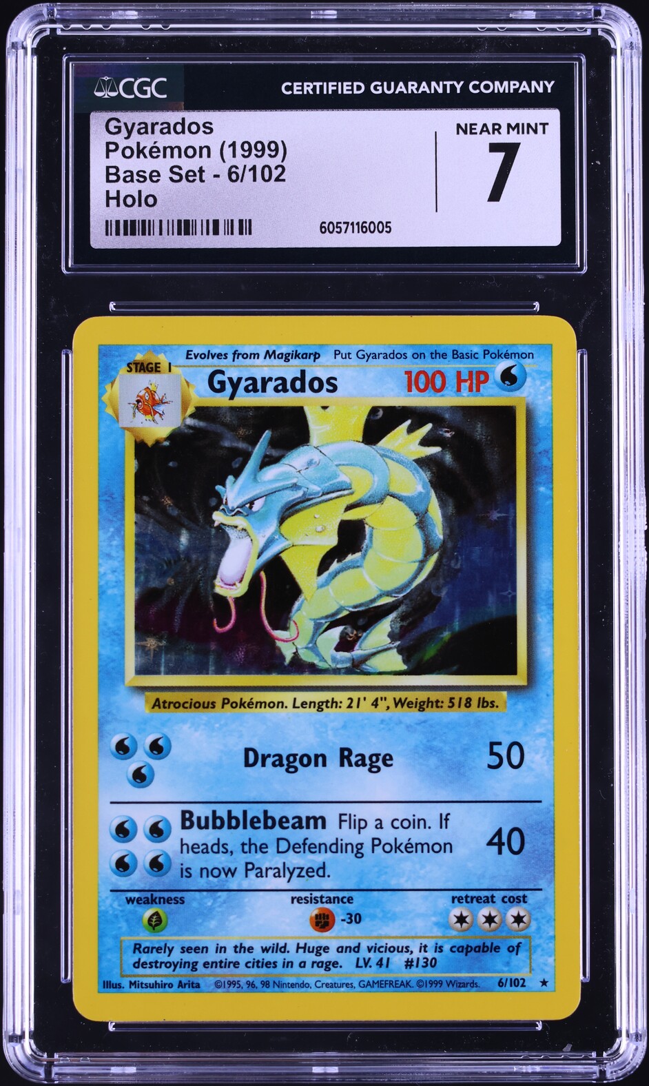 1999 Pokemon Base Set Holo Gyarados #6 CGC 7 NRMT