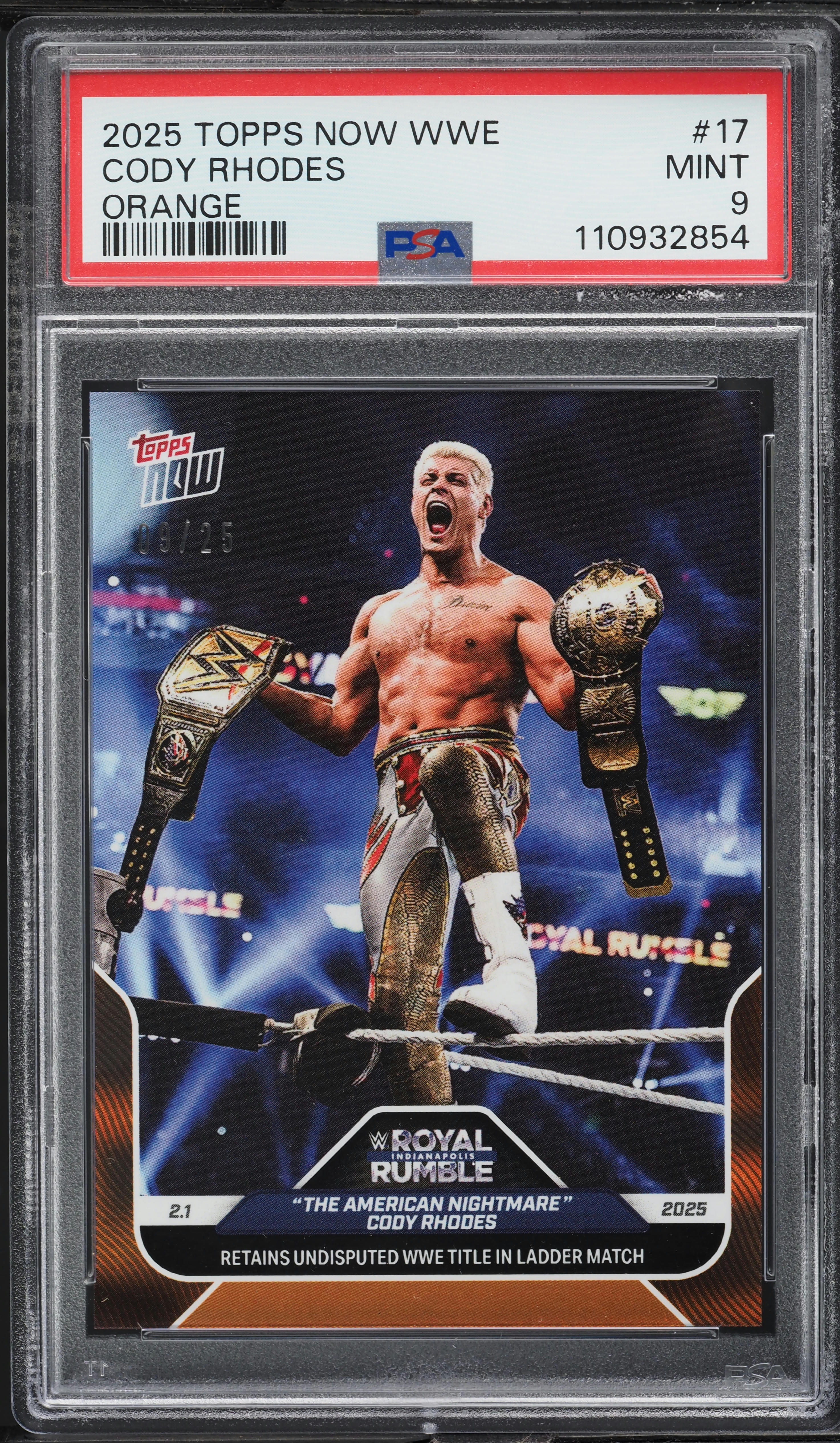 シャスマティス エクレプシス 25th 連番　PSA 2025 Topps Now WWE Orange Cody Rhodes /25 #17 PSA 9 MINT on
