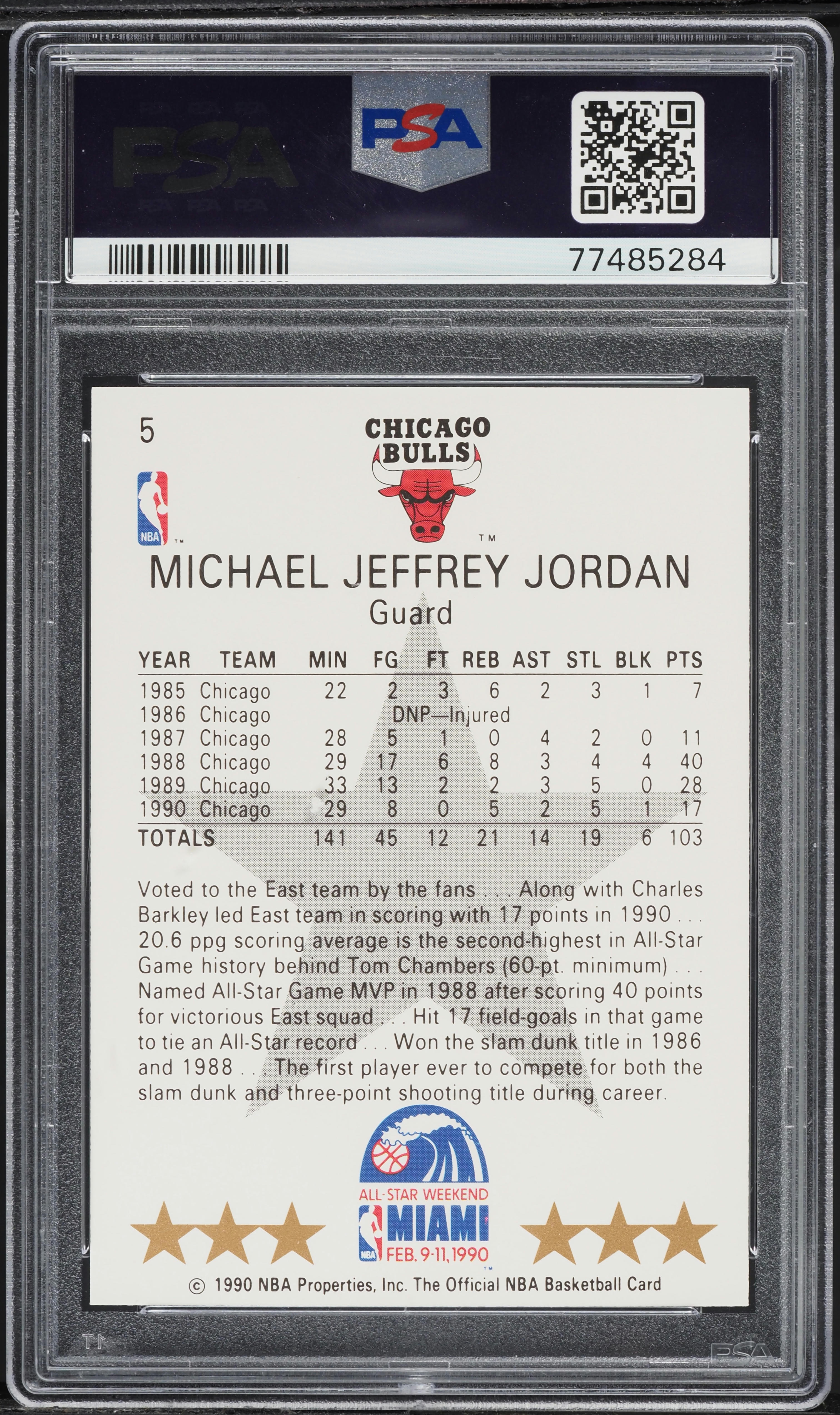 1990 Hoops Michael Jordan ALL-STAR #5 PSA 10 GEM MINT on Fanatics