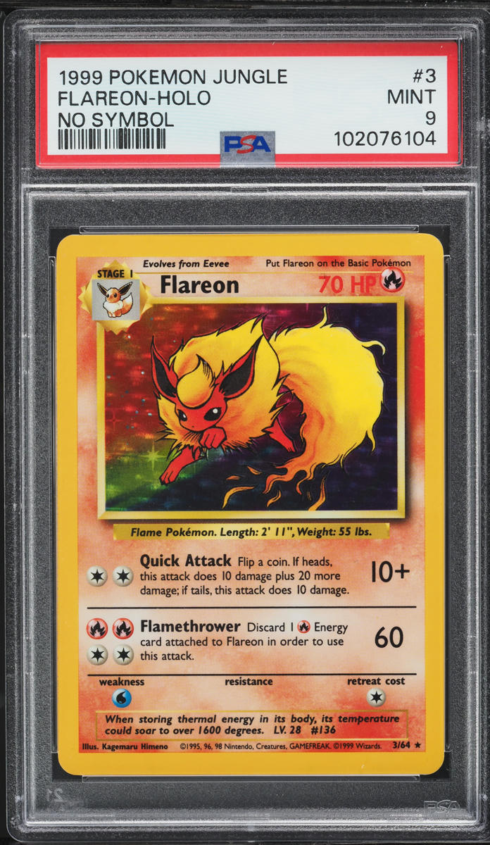1999 Pokemon Jungle No Set Symbol Holo Flareon #3 PSA 9 MINT