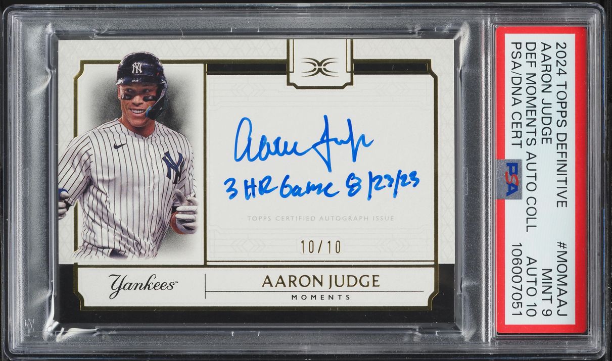 2024 Topps Definitive Collection Moments Aaron Judge AUTO DNA 10 