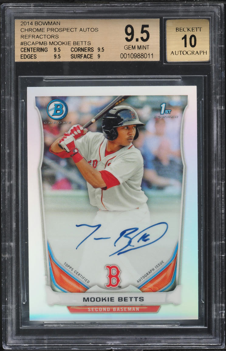 2014 Bowman Chrome Refractor Mookie Betts PROSPECT AUTO /500 #BCAP-MB BGS 9.5