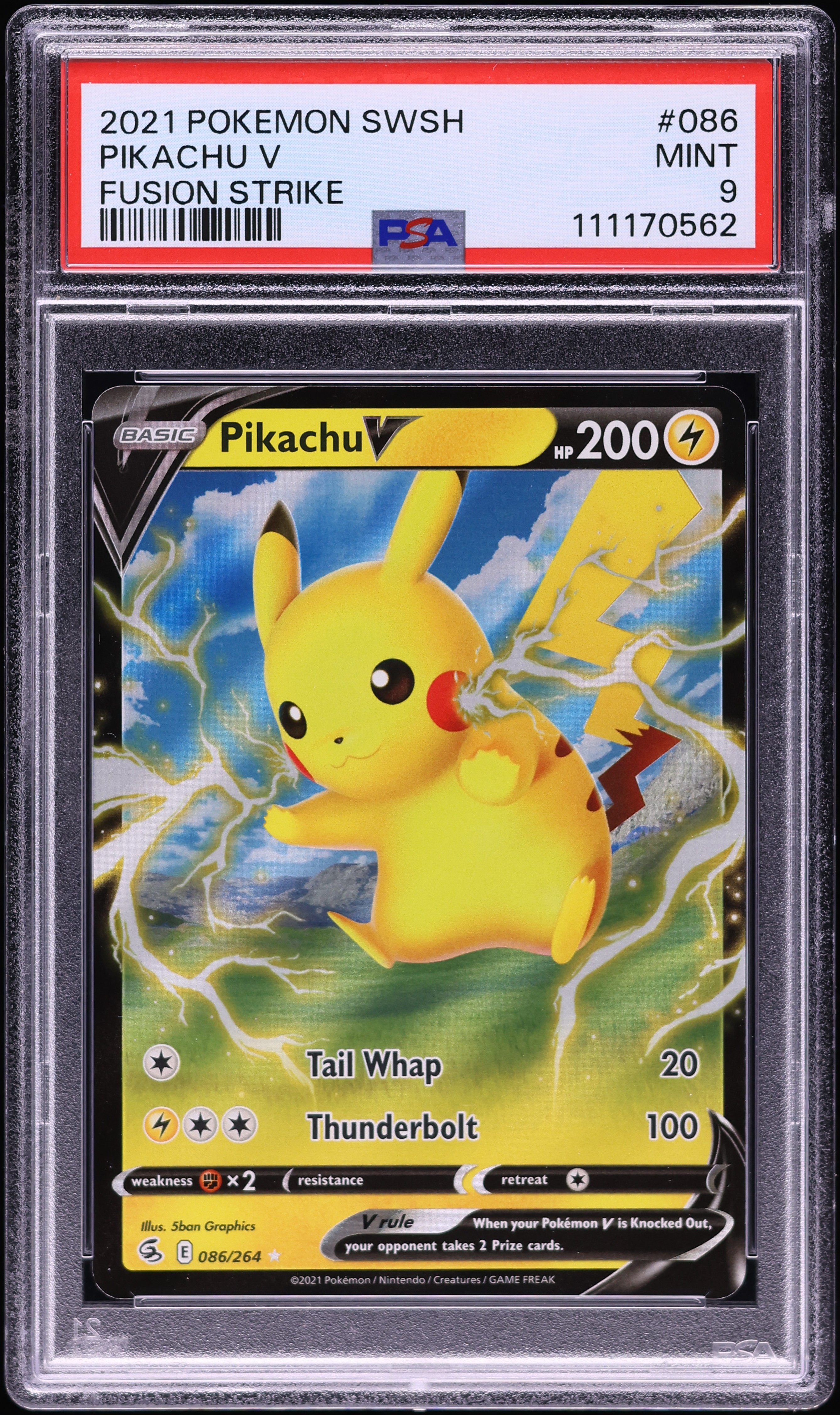 2021 Pokemon Sword & Shield Fusion Strike Pikachu V #086 PSA 9