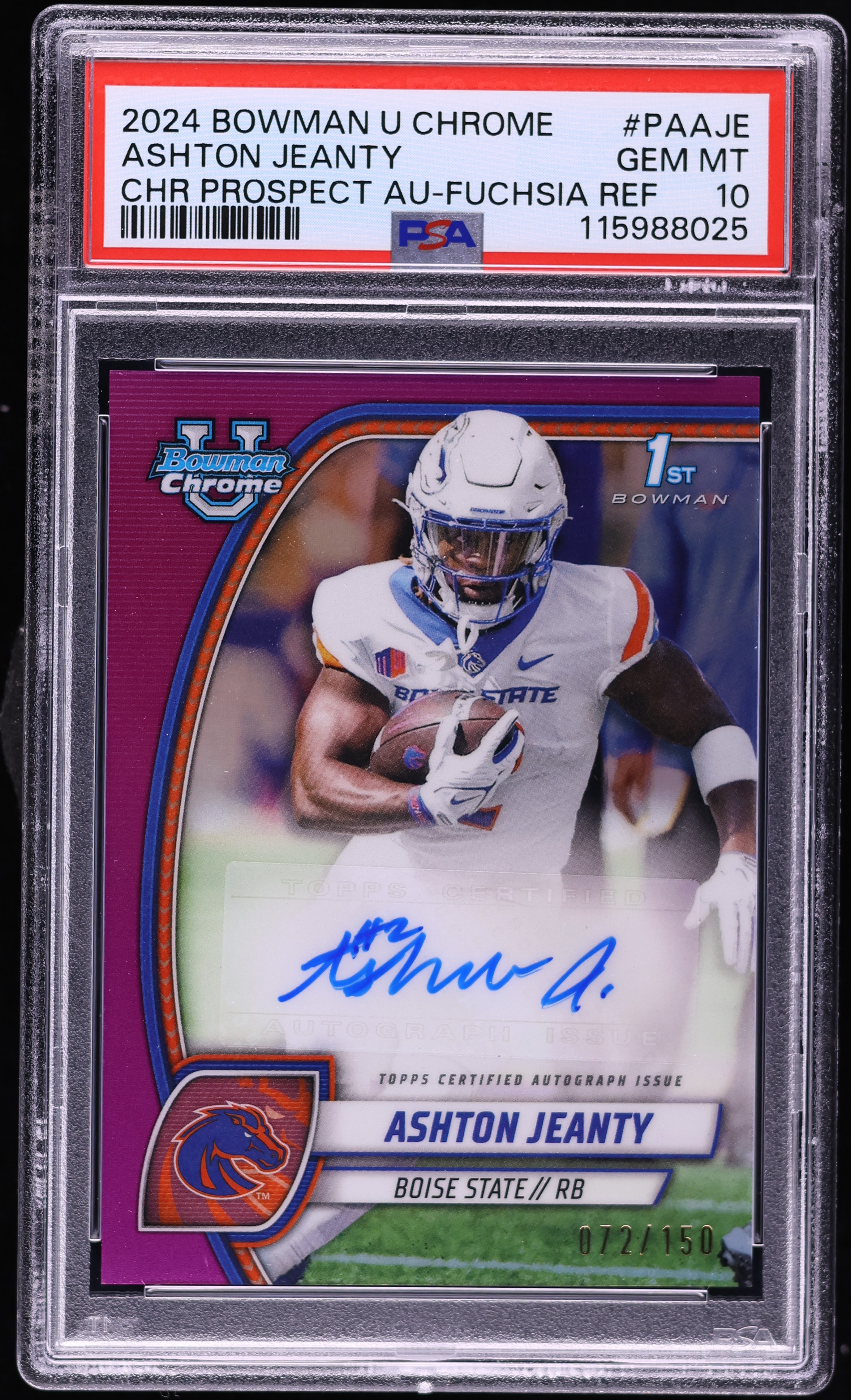 2024 Bowman Chrome U Fuchsia Refractor Ashton Jeanty ROOKIE AUTO