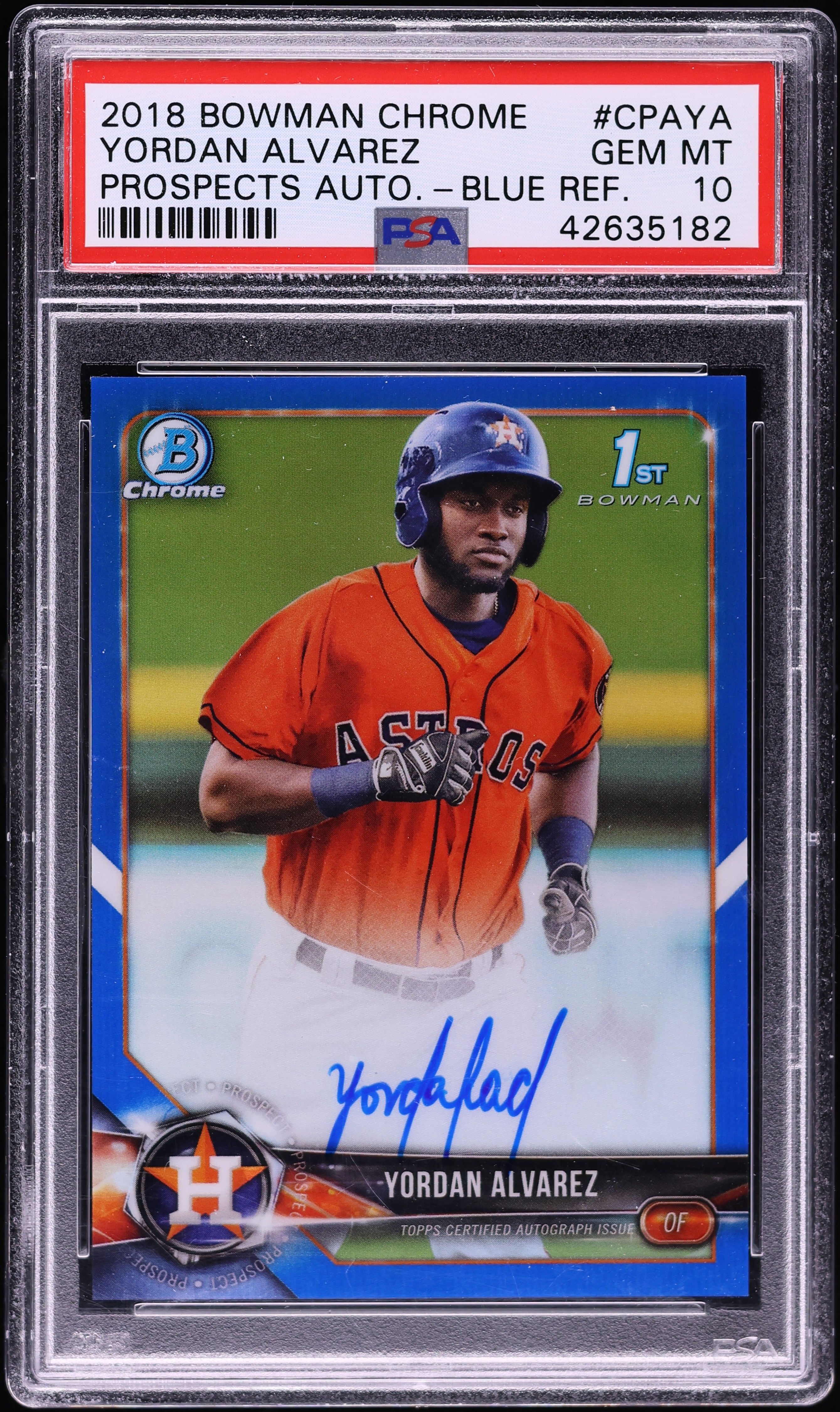 2018 Bowman Chrome Blue Refractor Yordan Alvarez PROSPECT AUTO