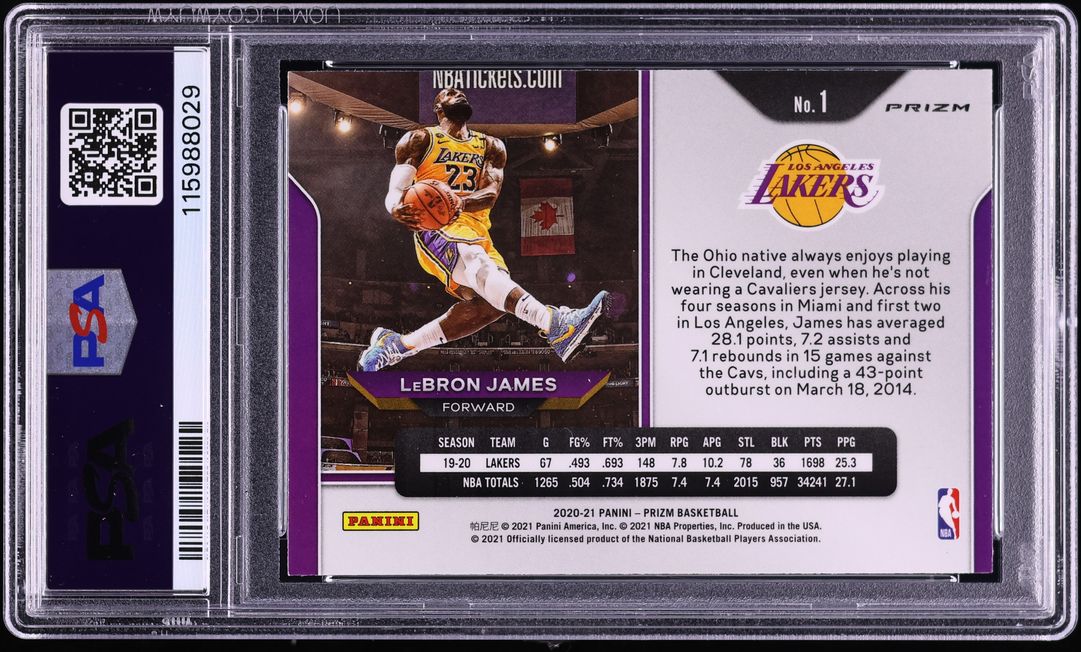 2020 Panini Prizm Silver LeBron James #1 PSA 9 MINT