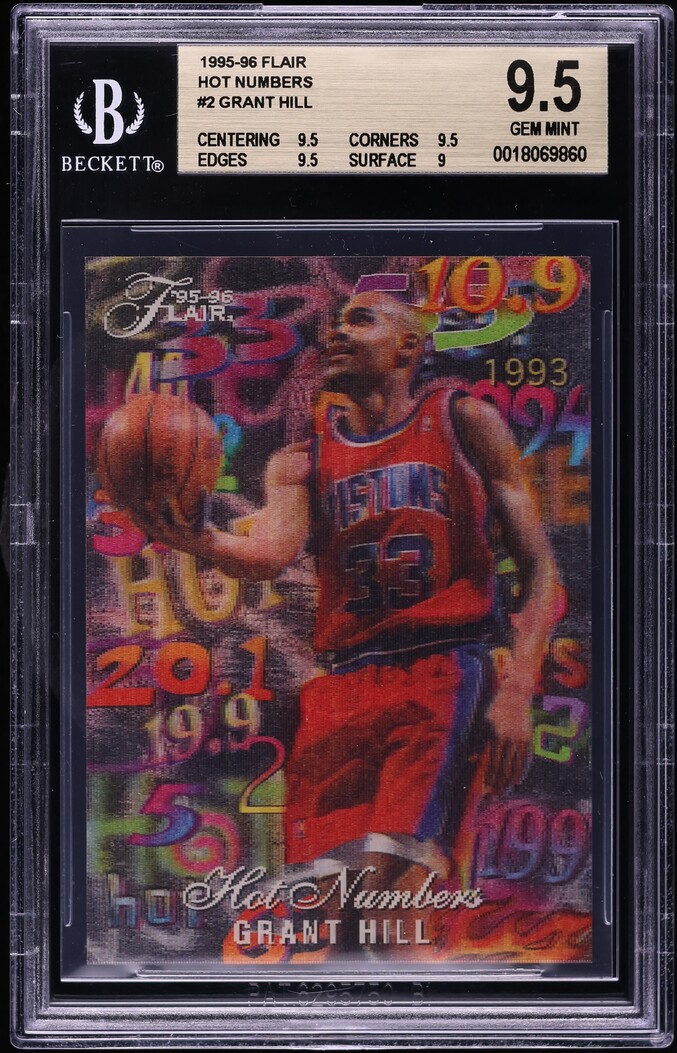 1995 Flair Hot Numbers Grant Hill #2 BGS 9.5 GEM MINT