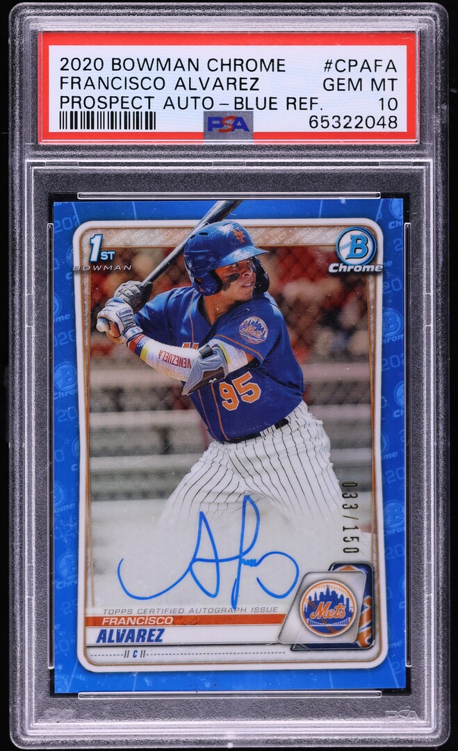 2020 Bowman Chrome Blue Refractor Francisco Alvarez PROSPECT AUTO /150 PSA 10