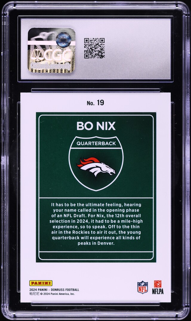 2024 Donruss Downtown Bo Nix ROOKIE #19 CGC 10 GEM MINT