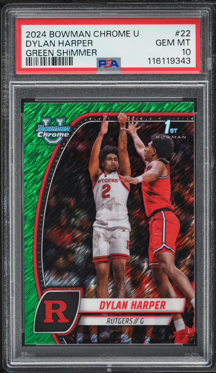 2024 Bowman Chrome University Green Shimmer Dylan Harper ROOKIE #22 PSA 10 GEM