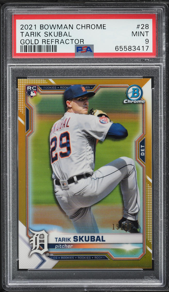 2021 Bowman Chrome Gold Refractor Tarik Skubal ROOKIE /50 #28 PSA 9 MINT
