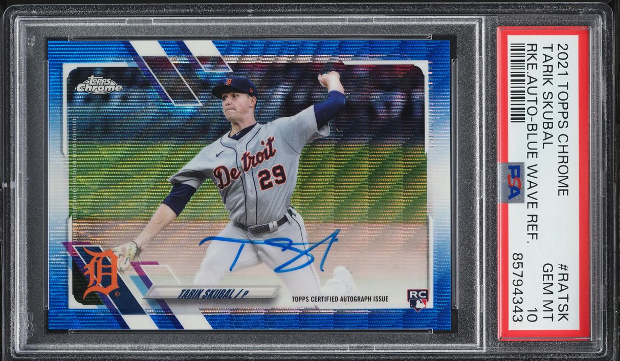 2021 Topps Chrome Blue Wave Refractor Tarik Skubal ROOKIE AUTO /150 PSA 10 GEM