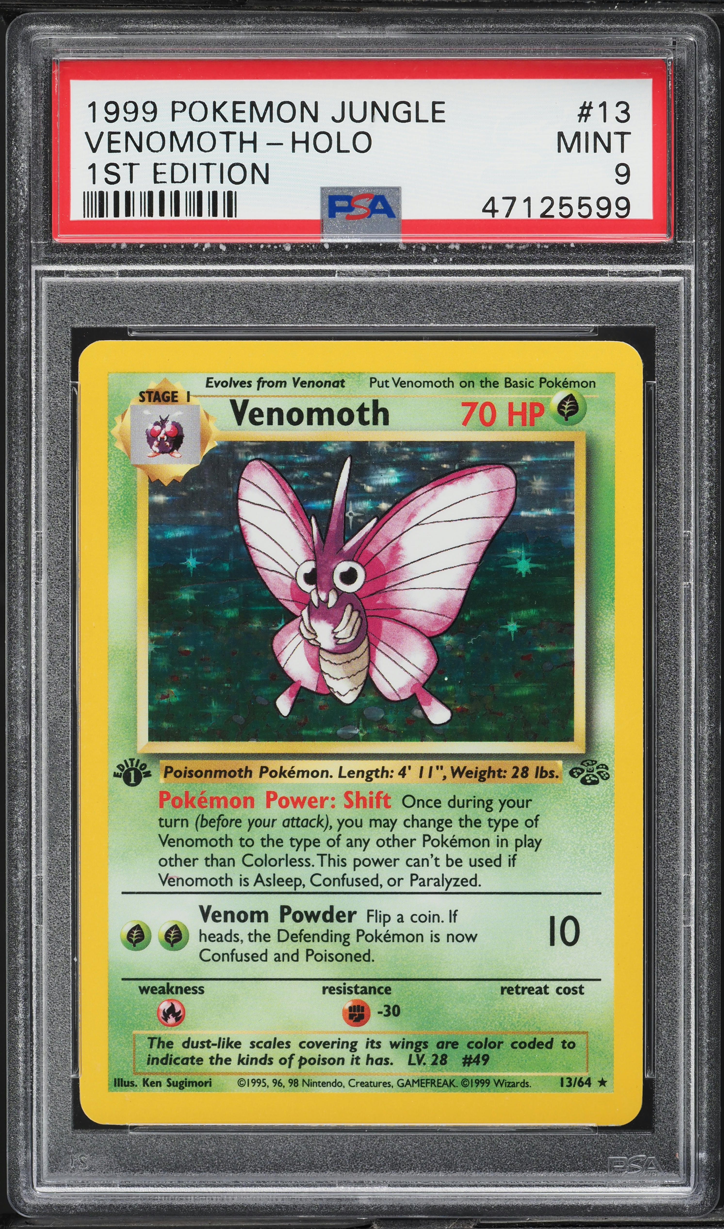 1995 venomoth pokemon card value 1999 Pokemon Jungle Venomoth 13/64 - Holo - PSA8