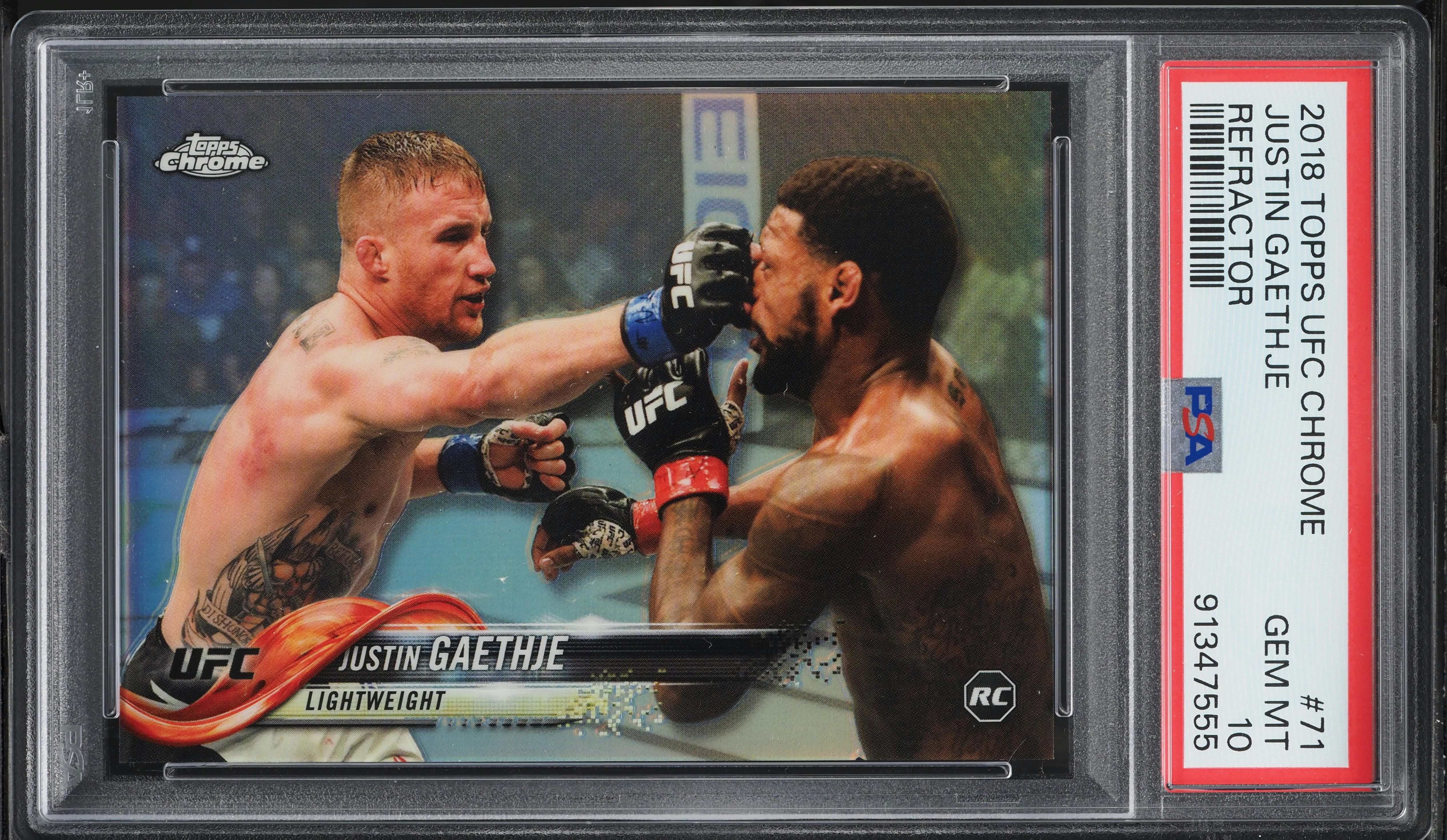 2018 Topps Chrome UFC Refractor Justin Gaethje ROOKIE #71 PSA 10