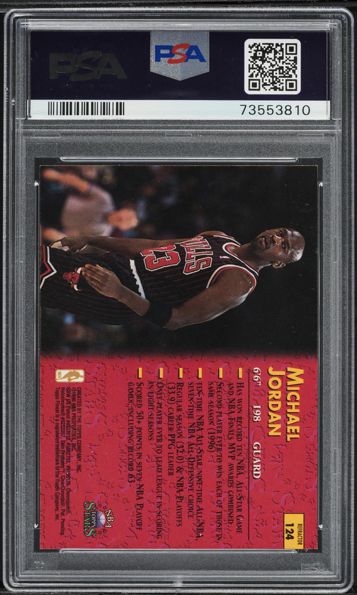 1996 Topps NBA Stars Finest Refractor Michael Jordan #124 PSA 8 NM-MT