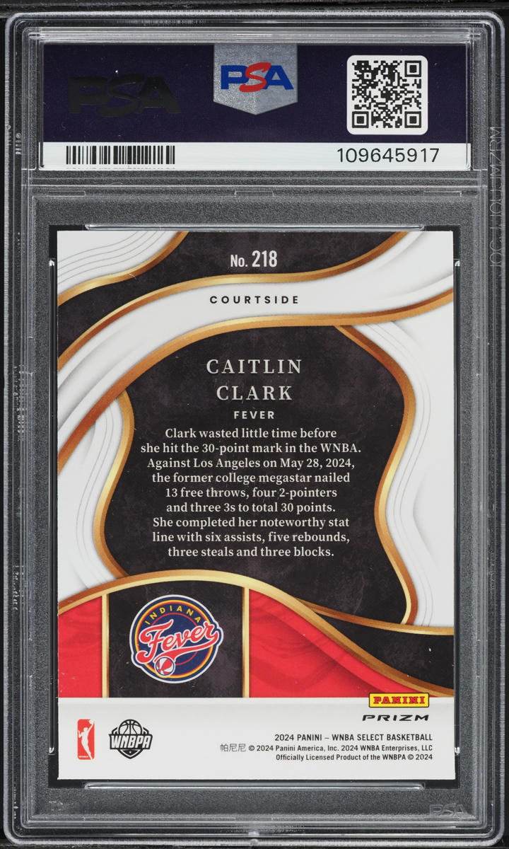 2024 Select Courtside WNBA Pink Ice Caitlin Clark ROOKIE #218 PSA 10 GEM MINT