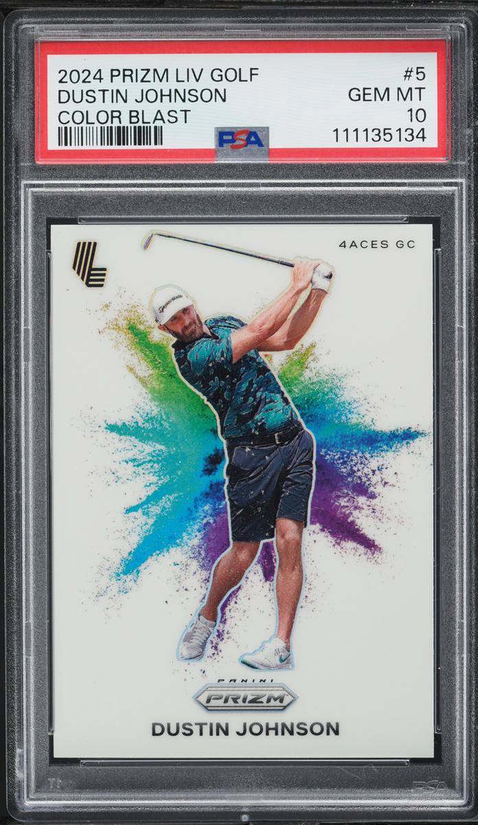 2024 Panini Prizm LIV Golf Color Blast Dustin Johnson #5 PSA 10 GEM MINT