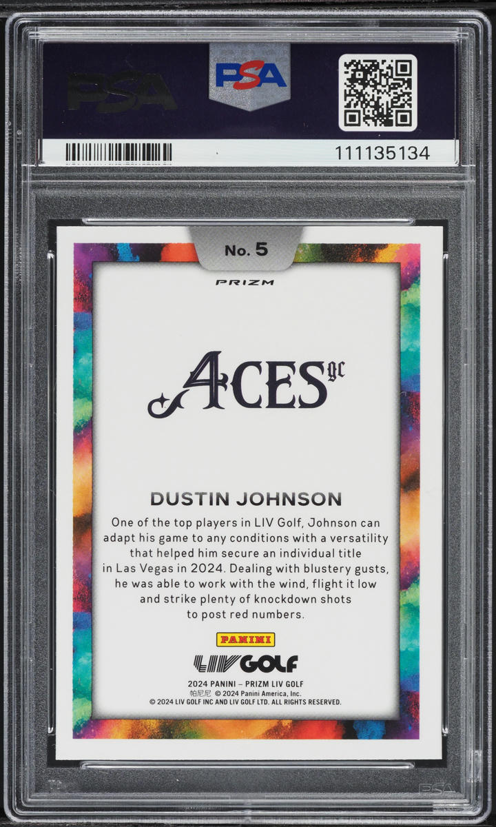 2024 Panini Prizm LIV Golf Color Blast Dustin Johnson #5 PSA 10 GEM MINT