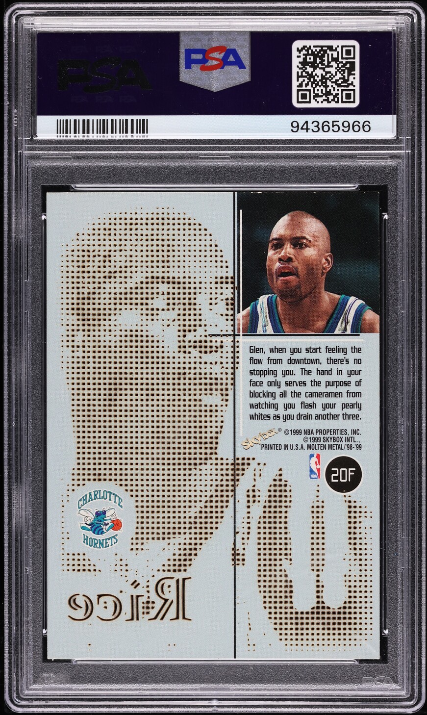 1998 Skybox Molten Metal Fusion Glen Rice #20F PSA 8 NM-MT