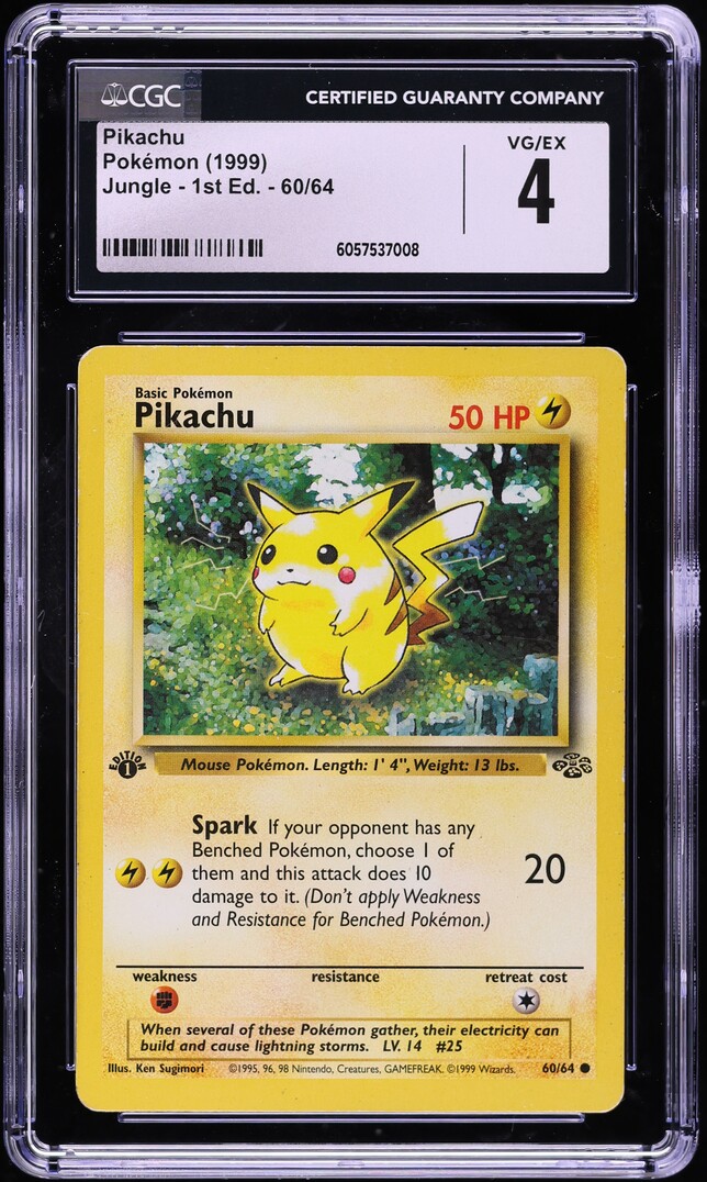 1999 Pokemon Jungle 1st Edition Pikachu #60 CGC 4 VGEX