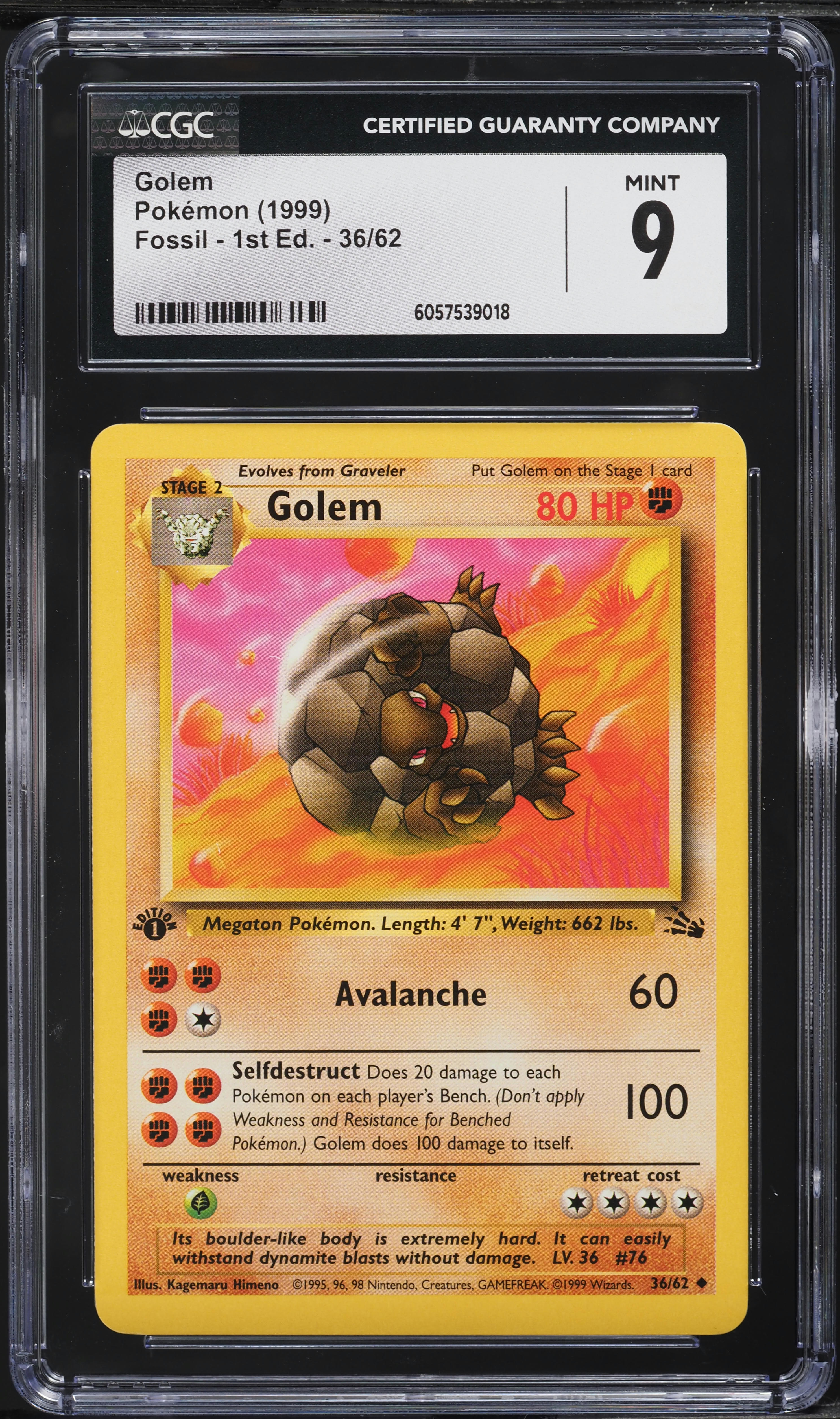 1st edition golem pokemon card 1999 Pokemon Fossil 1st Edition Golem #36 CGC 9 MINT on Fanatics Collect