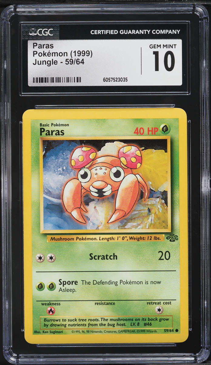 1999 Pokemon Jungle Paras #59 CGC 10 GEM MINT