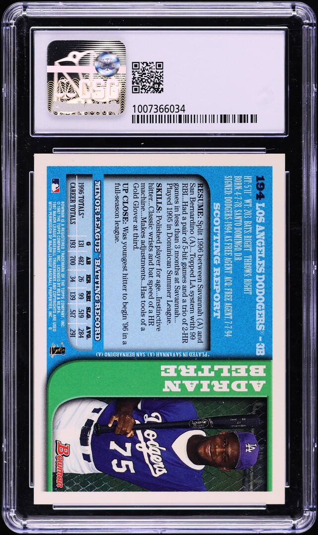 1997 Bowman Adrian Beltre ROOKIE #194 CSG 8.5 NM-MT+