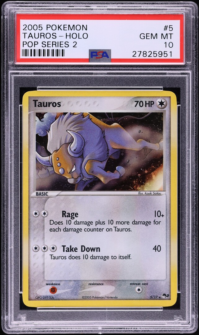 2006 Pokemon Pop Series 2 Holo Tauros #5 PSA 10 GEM MINT