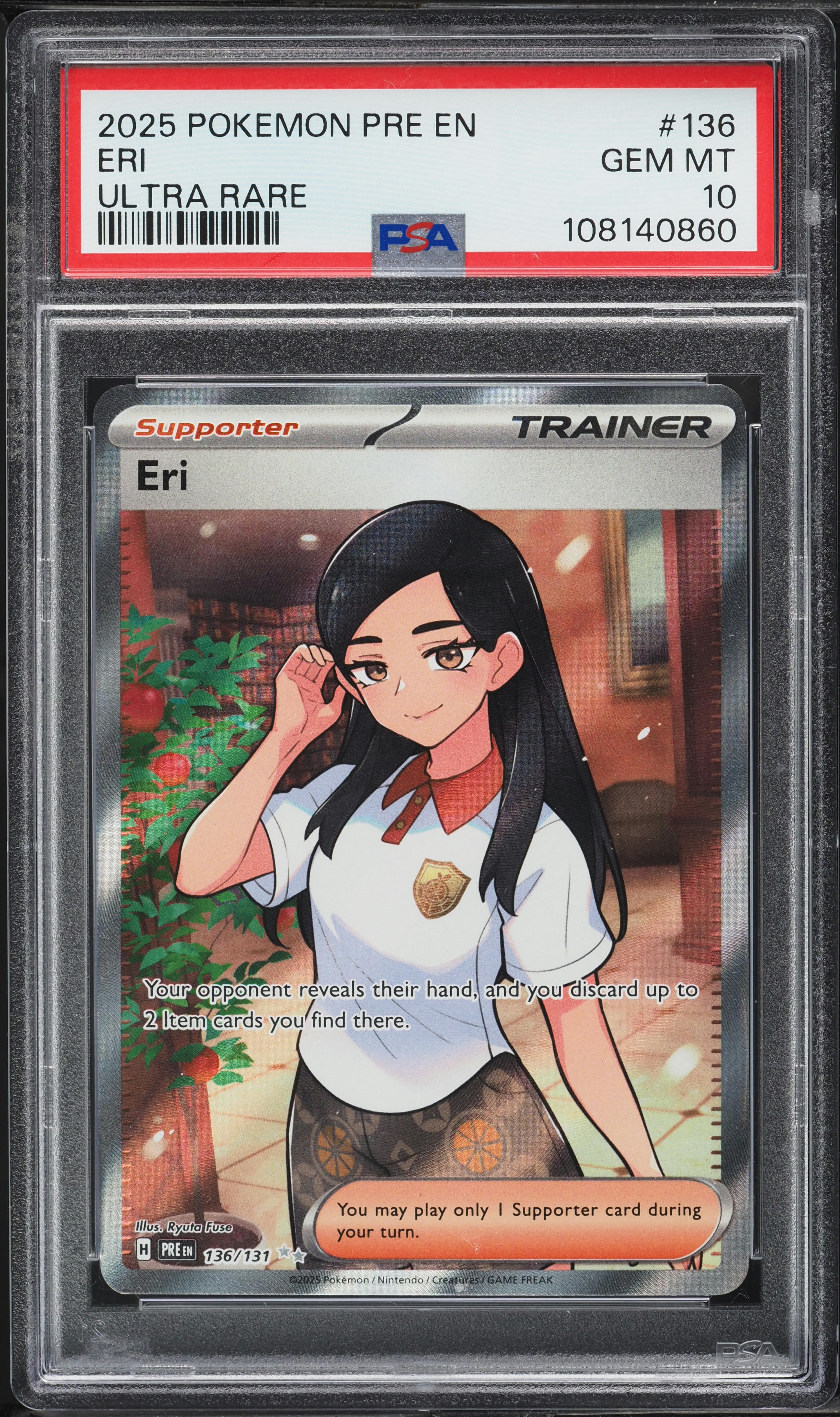 2025 Pokemon Scarlet & Violet Prismatic Evolutions Full Art UR Eri #136 PSA 10 on Fanatics Collect 2025 Pokemon Scarlet & Violet Prismatic Evolutions Full Art UR Eri #136 PSA 10 on Fanatics Collect