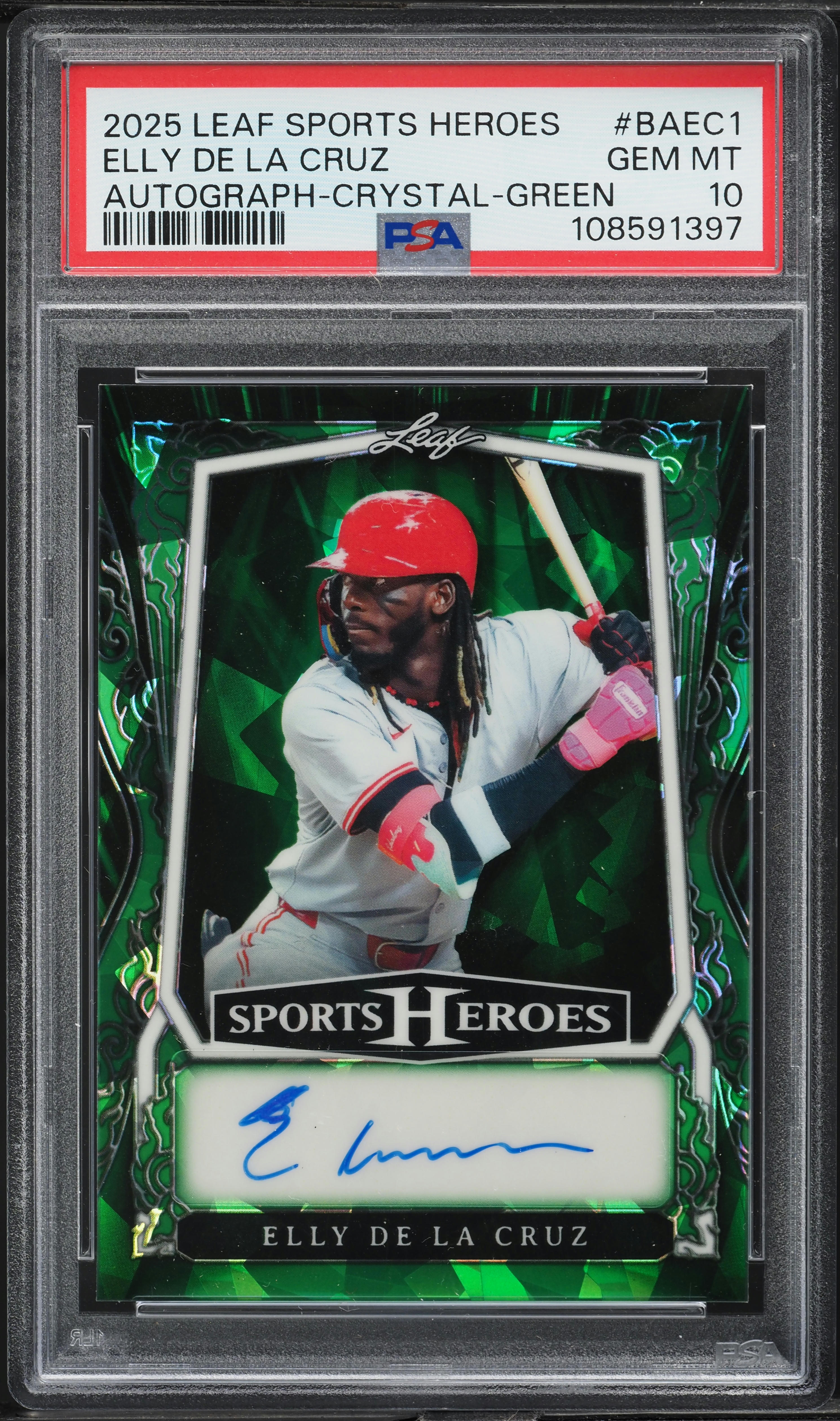 2025 Leaf Metal Sports Heroes Crystal Green Elly De La Cruz AUTO 
