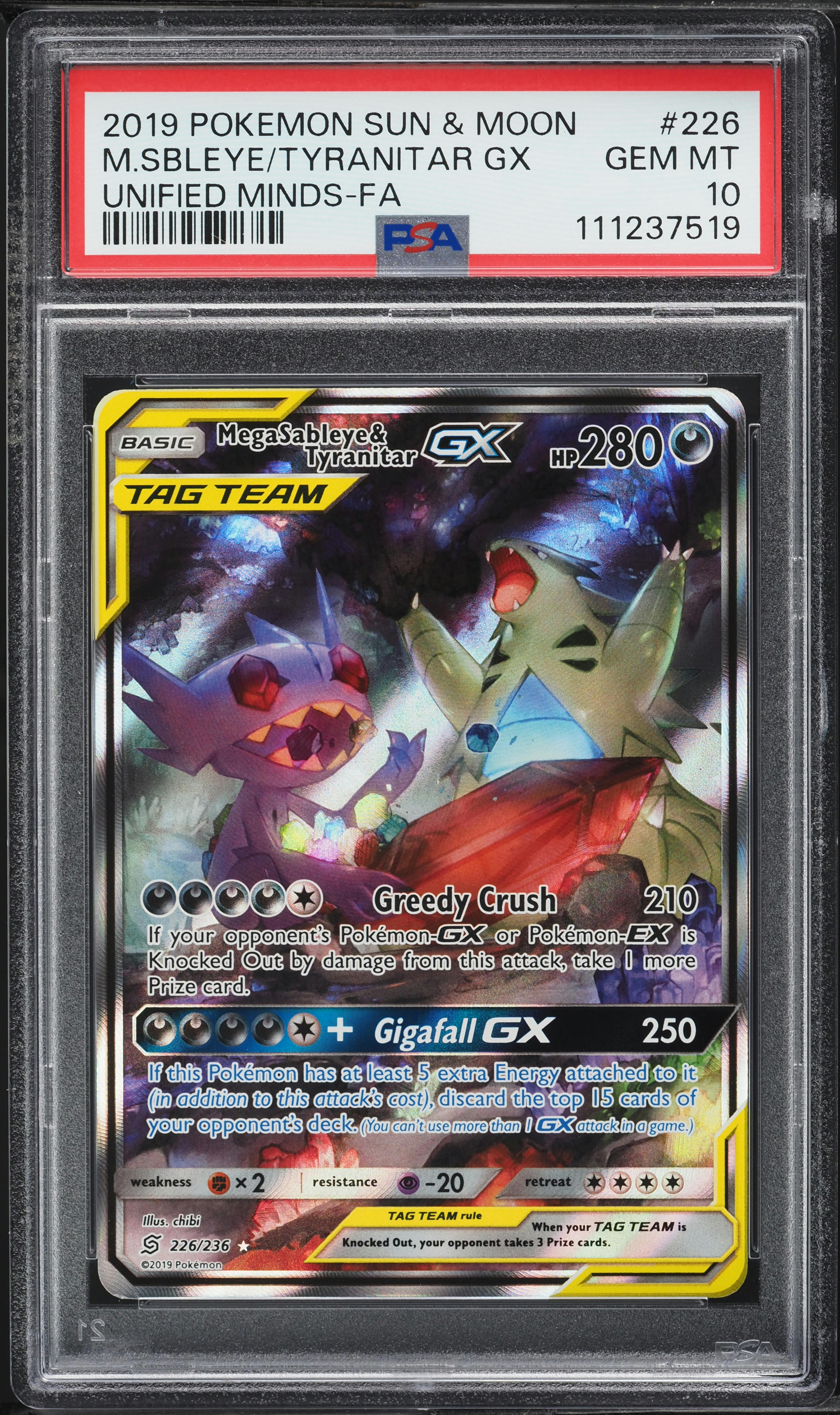 2019 Pokemon SM Unified Minds Alt Art Mega Sableye & Tyranitar GX #226 PSA  10 on Fanatics Collect