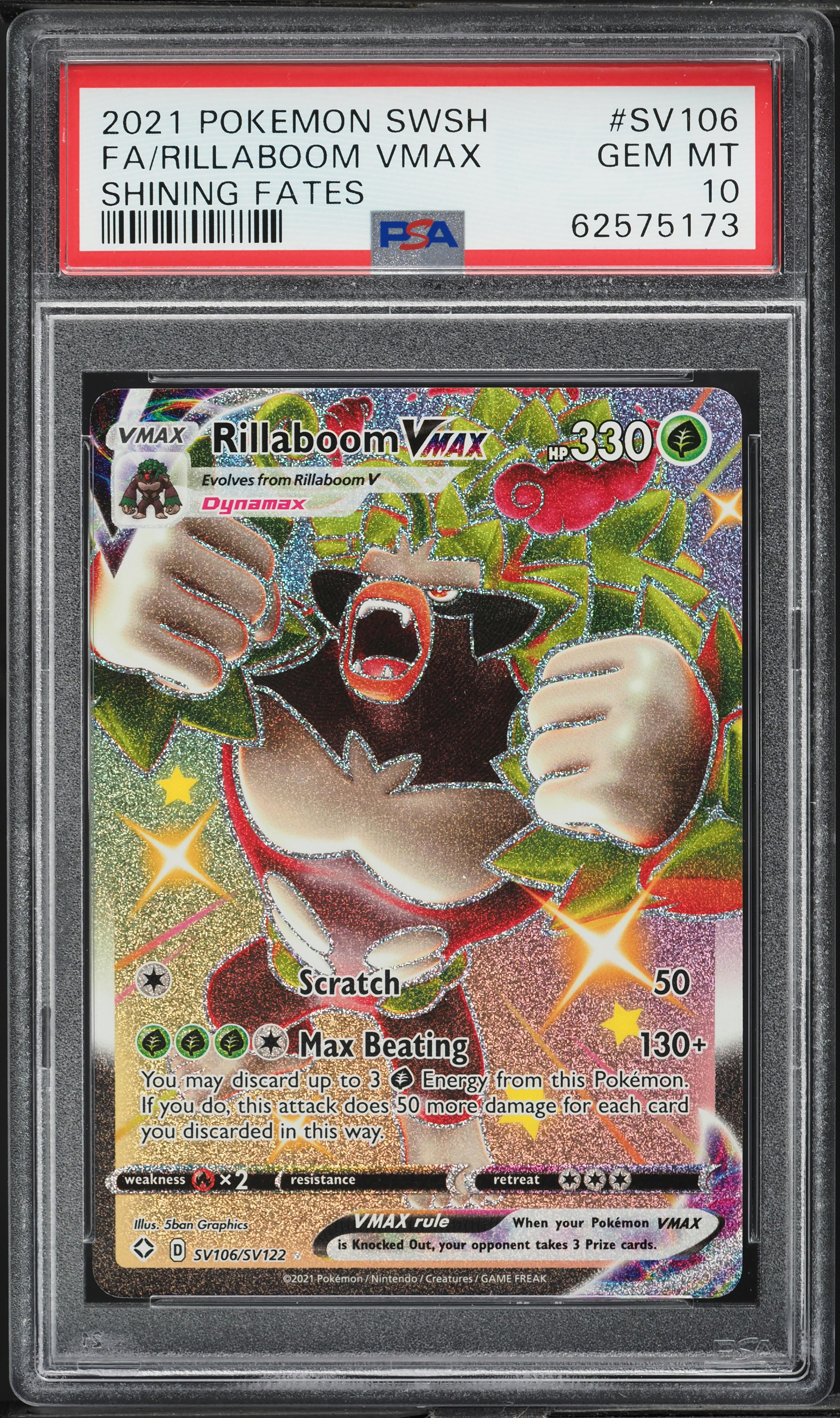 rillaboom vmax pokemon card value Shining Fates SV106 Full Art Rillaboom VMAX CGC 9