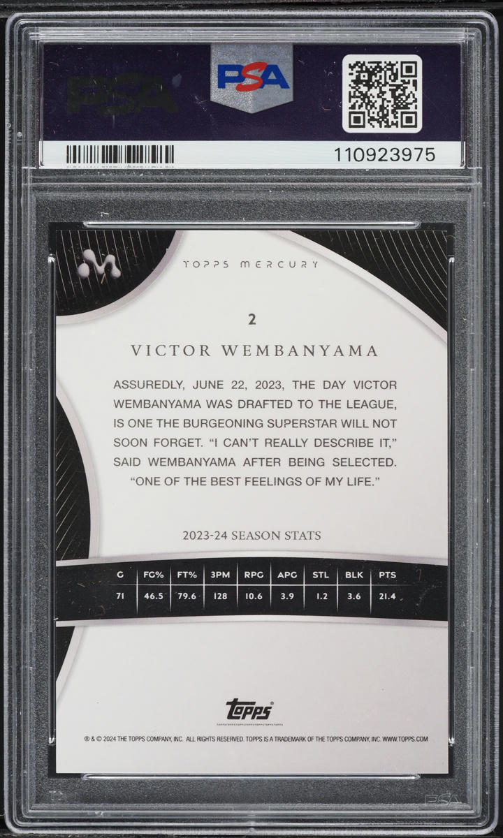 2023 Topps Mercury Victor Wembanyama ROOKIE #2 PSA 10 GEM MINT