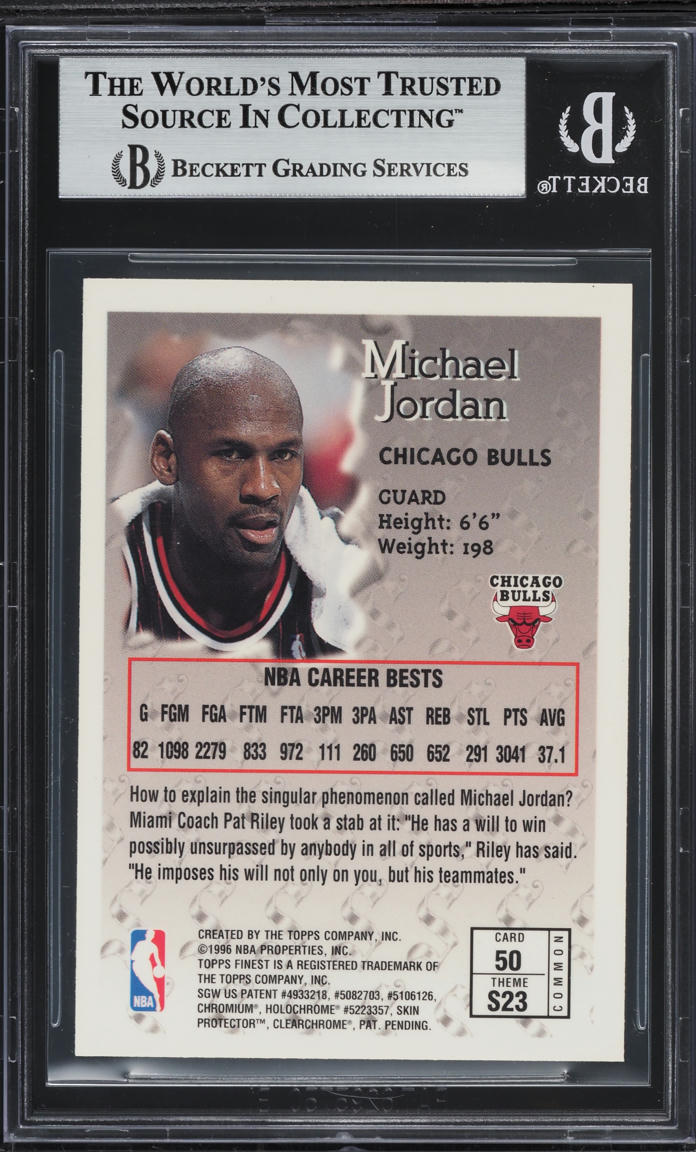 1996 Finest Basketball w/ Coating Michael Jordan #50 BGS 8.5 NM-MT+