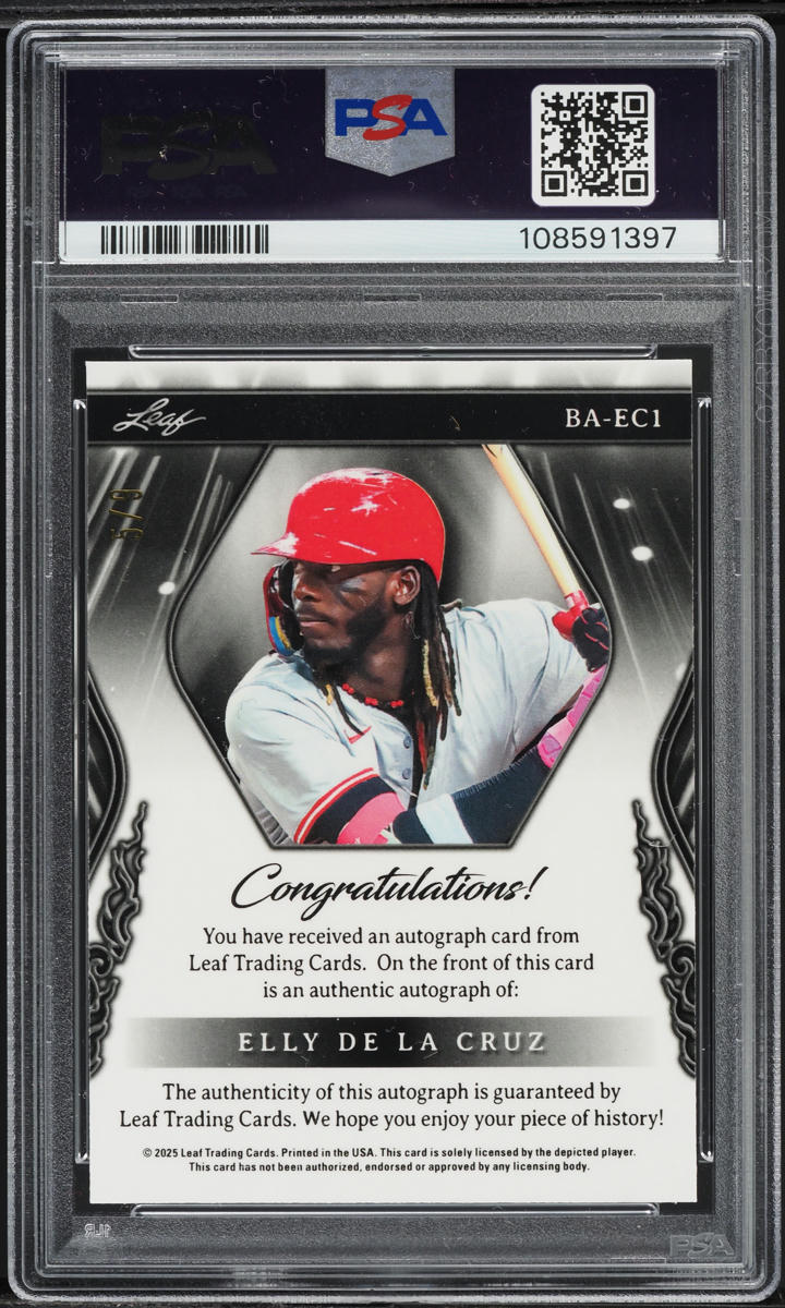 2025 Leaf Metal Sports Heroes Crystal Green Elly De La Cruz AUTO /8 #BA-EC1 PSA 10 GEM MINT